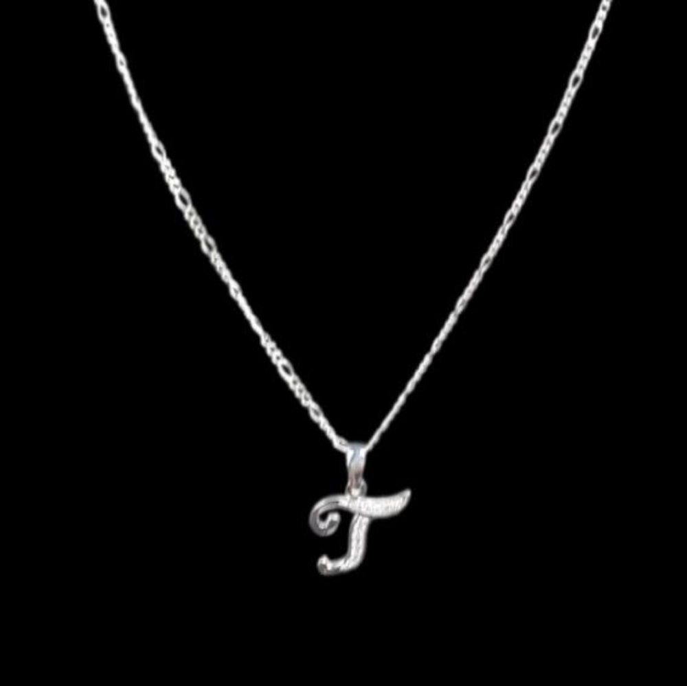 925 sterling silver alphabet letter T pendant necklace‎